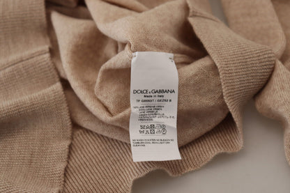 Pull en laine à col rond beige Dolce &amp; gabbana