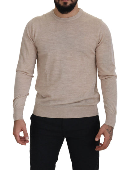 Pull en laine à col rond beige Dolce &amp; gabbana