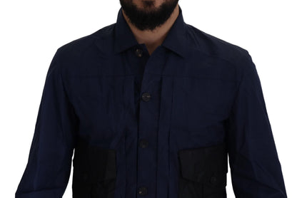 Chemise svelte en coton bleu foncé Dsquared²