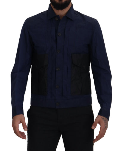 Chemise svelte en coton bleu foncé Dsquared²