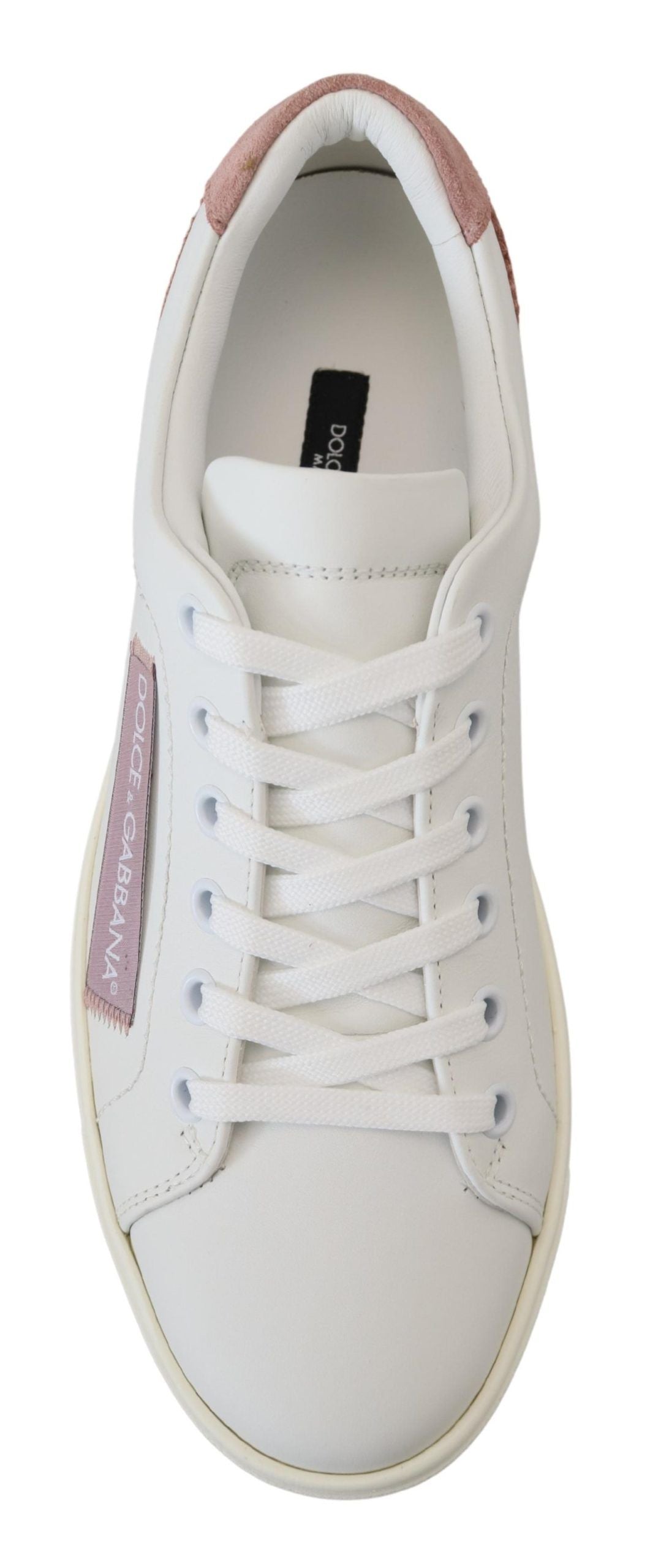 Baskets basses en cuir rose blanc Dolce &amp; gabbana