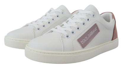 Baskets basses en cuir rose blanc Dolce &amp; gabbana