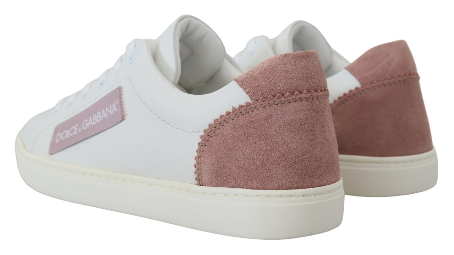 Baskets basses en cuir rose blanc Dolce &amp; gabbana