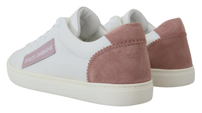 Baskets basses en cuir rose blanc Dolce &amp; gabbana