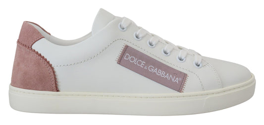 Baskets basses en cuir rose blanc Dolce &amp; gabbana