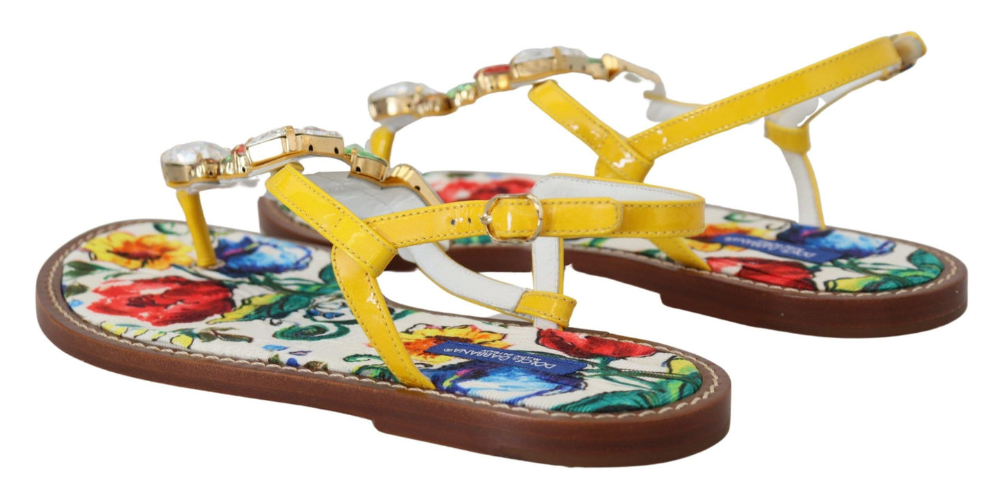 Dolce &amp; gabbana sandales en cuir ornées de cristaux majoliques