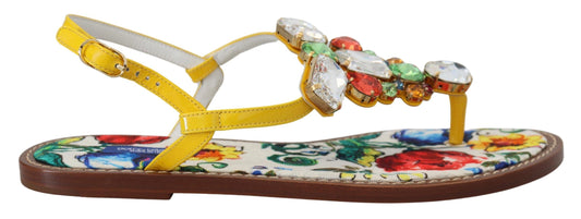 Dolce &amp; gabbana sandales en cuir ornées de cristaux majoliques