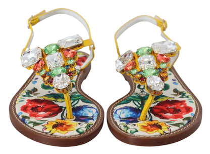 Dolce &amp; gabbana sandales en cuir ornées de cristaux majoliques