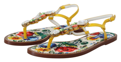 Dolce &amp; gabbana sandales en cuir ornées de cristaux majoliques