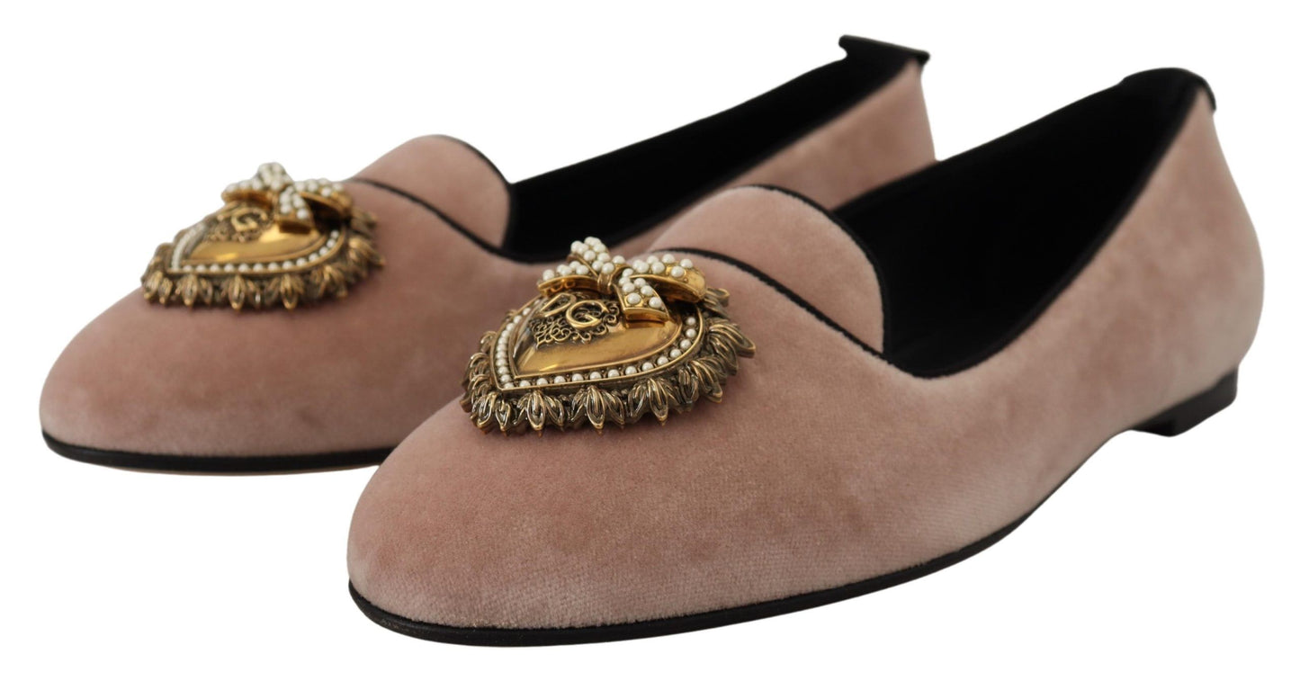 Dolce &amp; gabbana mocassins dévotion en velours rose