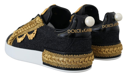 Dolce &amp; Gabbana - Portofino - Baskets en cuir - Noir