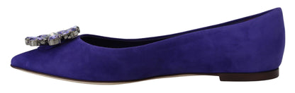 Chaussures plates en daim violet à cristaux ornés Dolce &amp; Gabbana