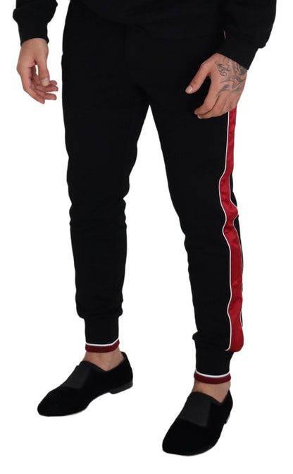 Pantalon de jogging noir Dolce &amp; Gabbana avec détail rouge