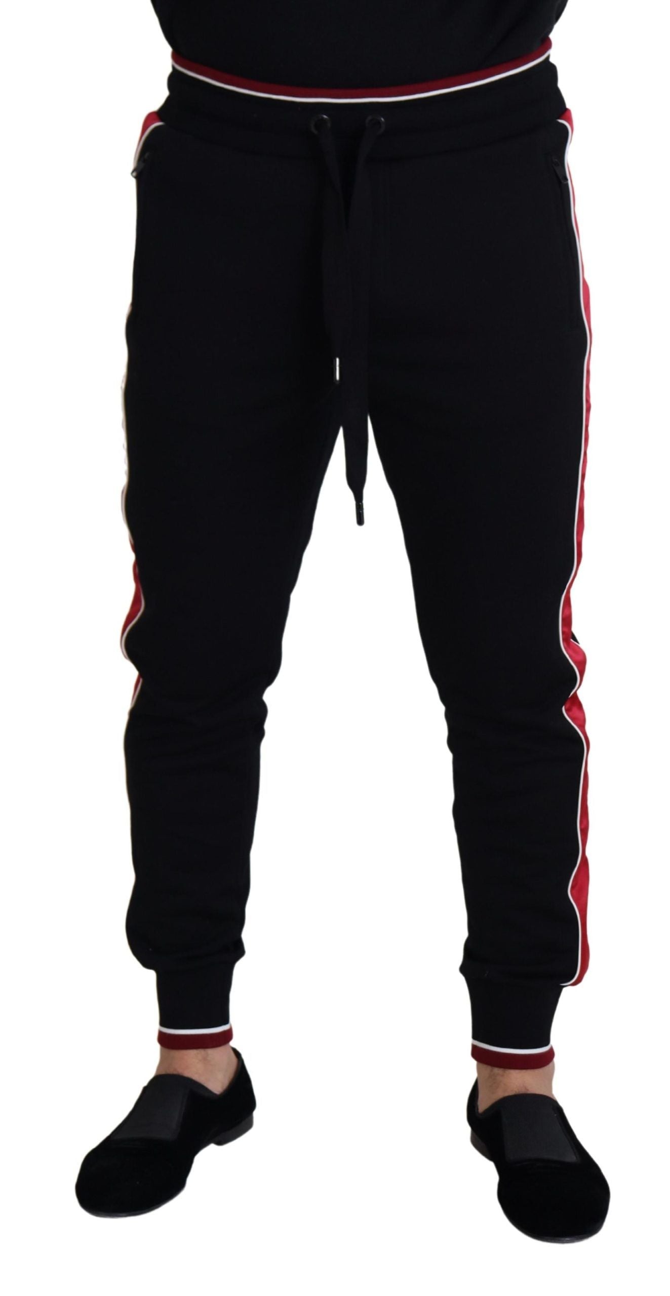 Pantalon de jogging noir Dolce &amp; Gabbana avec détail rouge