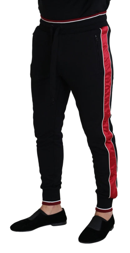 Pantalon de jogging noir Dolce &amp; Gabbana avec détail rouge