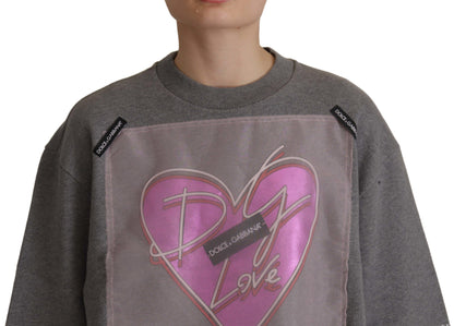 Dolce &amp; gabbana t-shirt coeur en coton gris avec manches cloche