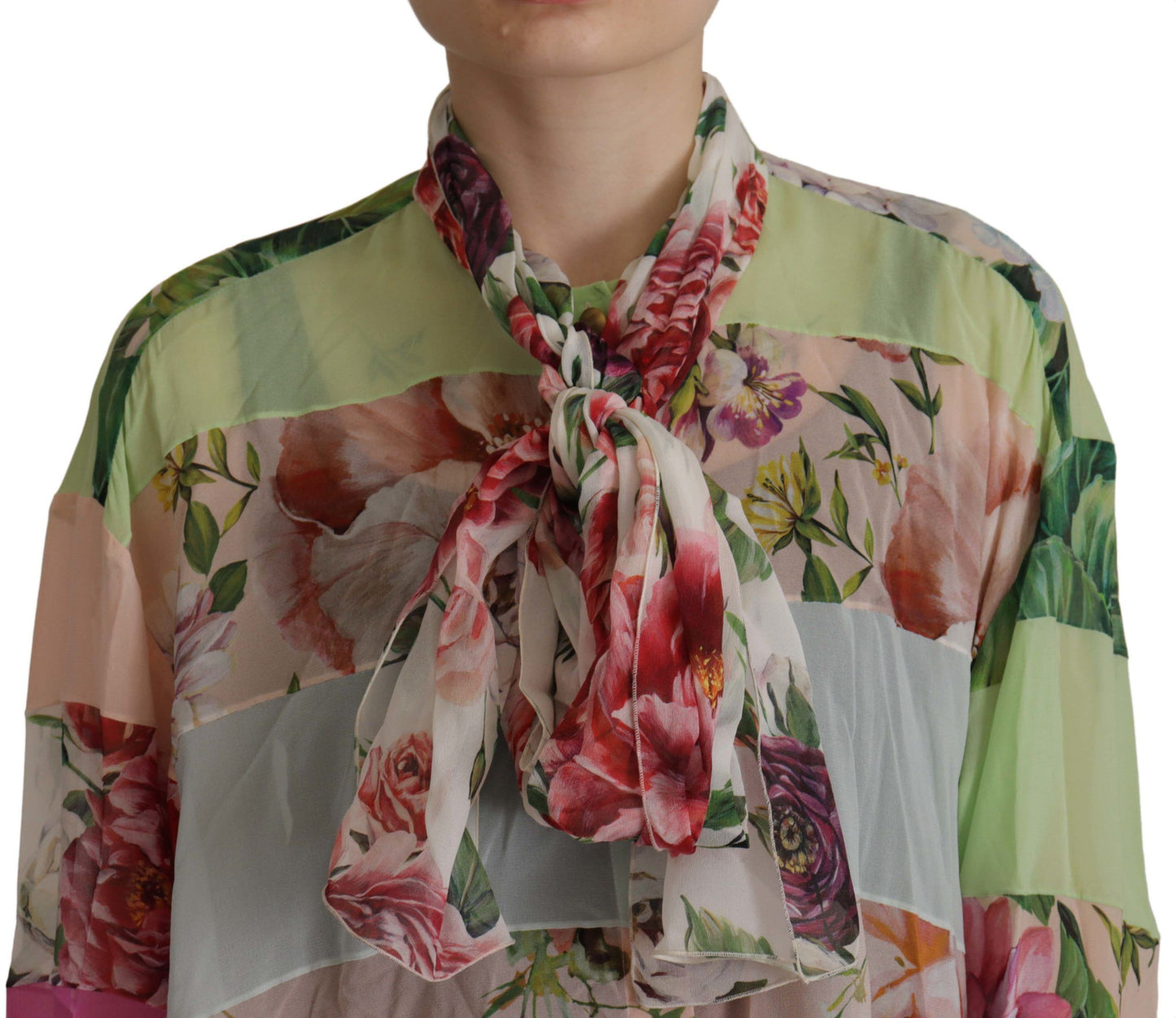 Blouse en soie patchwork fleurie Dolce &amp; gabbana