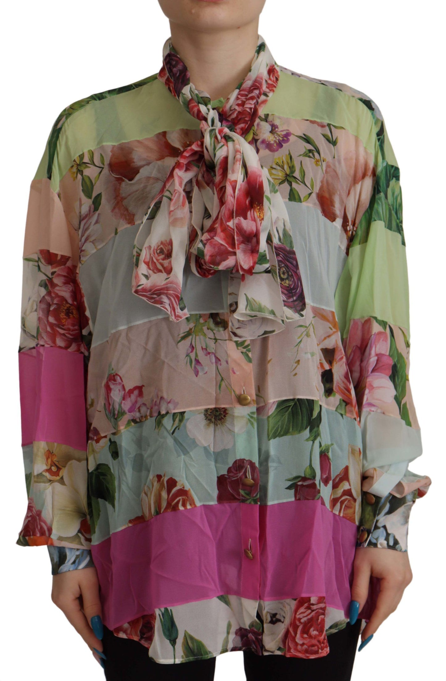 Blouse en soie patchwork fleurie Dolce &amp; gabbana