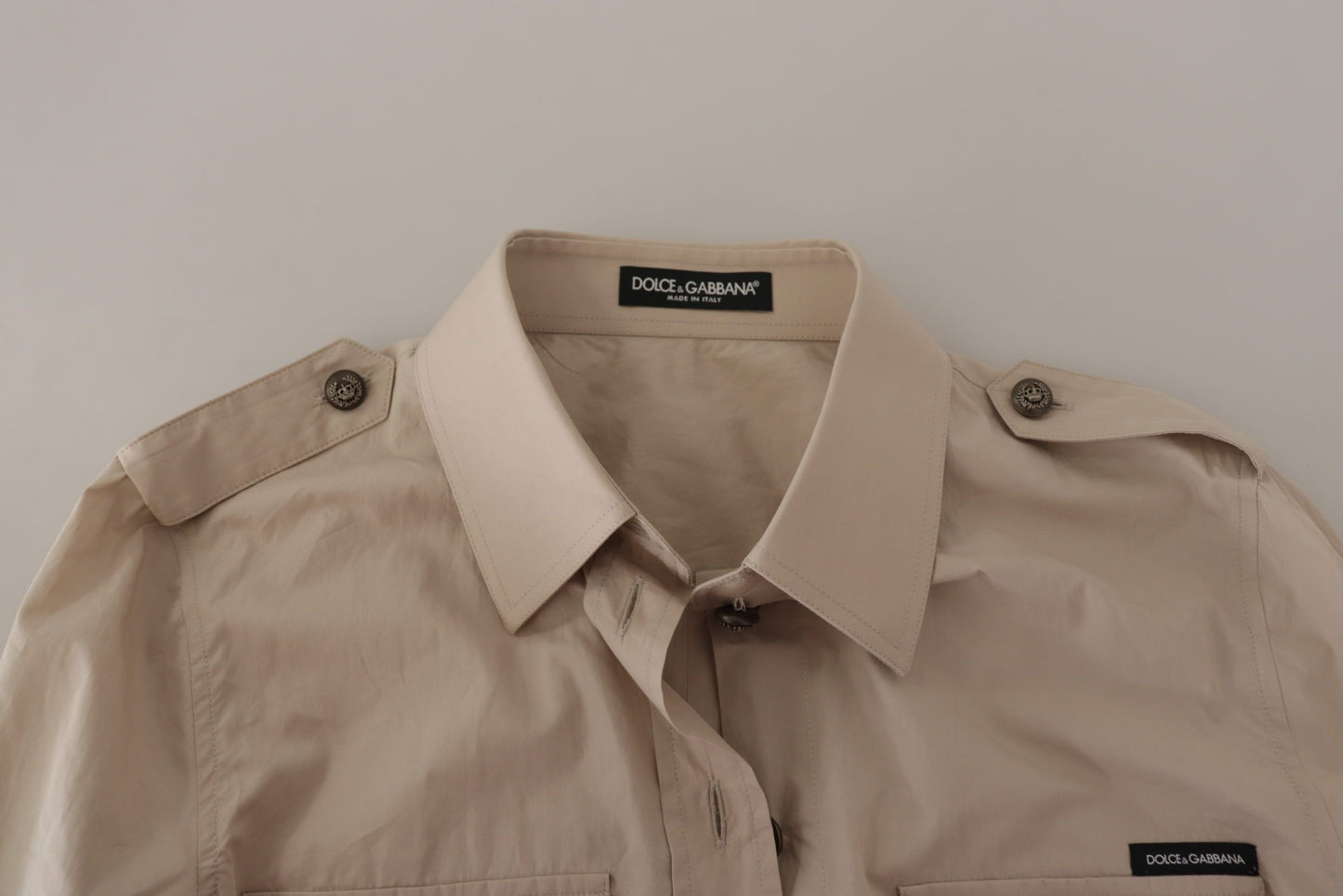 Chemise à manches longues en coton beige Dolce &amp; gabbana