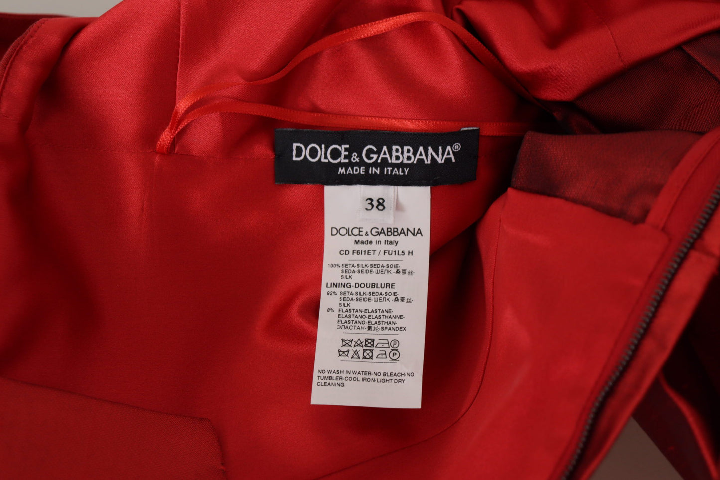 Dolce &amp; Gabbana - Robe midi trapèze en soie rouge radiant