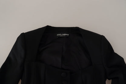 Dolce &amp; Gabbana veste à bouton-pression noire élégante avec doublure en soie