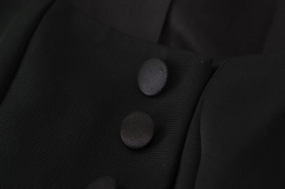 Dolce &amp; Gabbana veste à bouton-pression noire élégante avec doublure en soie