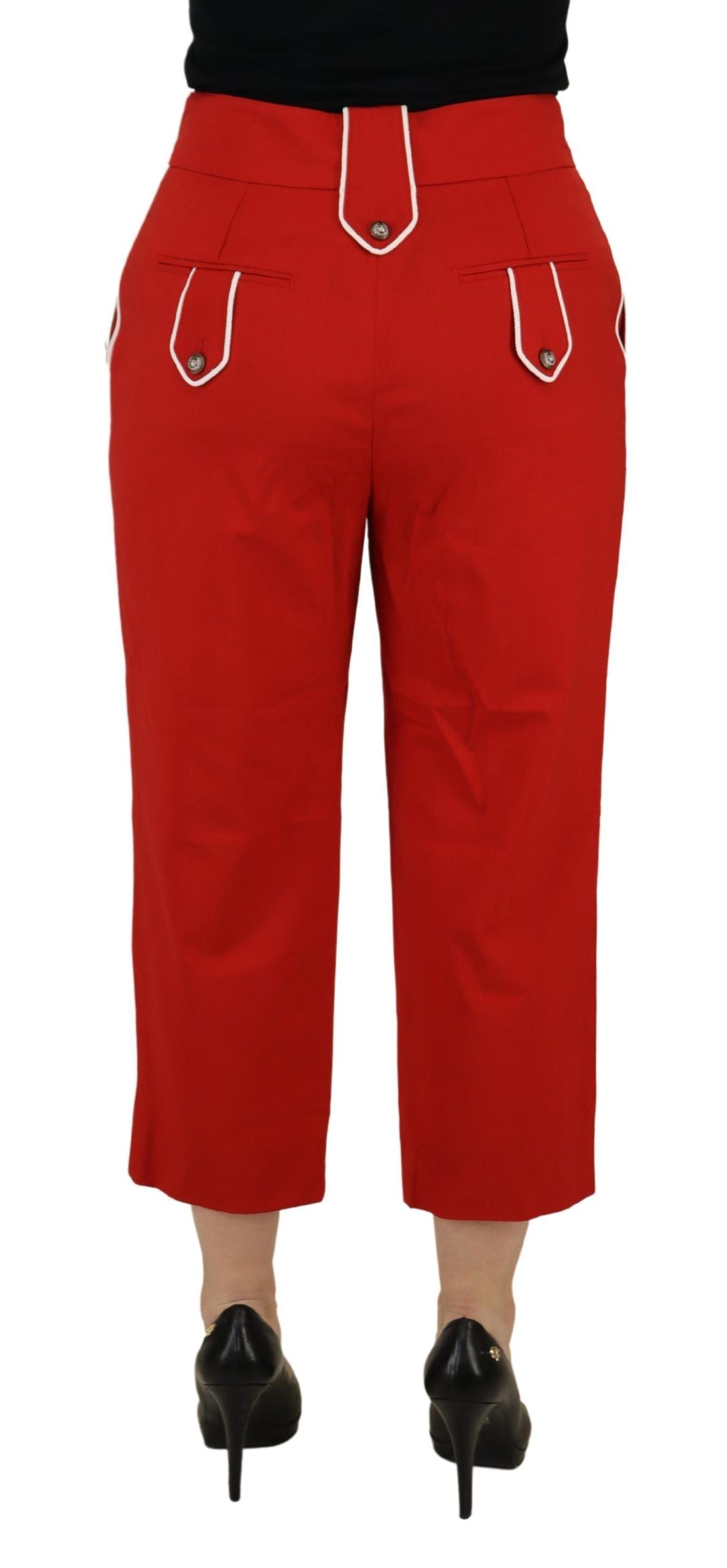 Dolce &amp; gabbana pantalon court taille haute rouge