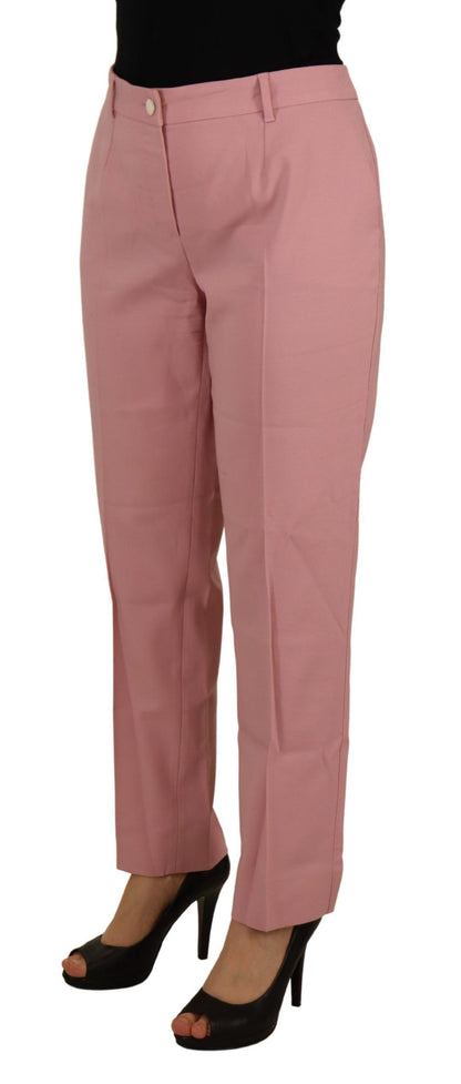 Dolce &amp; gabbana pantalon rose en laine vierge taille moyenne