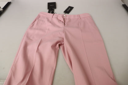 Dolce &amp; gabbana pantalon rose en laine vierge taille moyenne