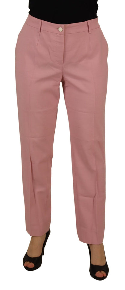 Dolce &amp; gabbana pantalon rose en laine vierge taille moyenne