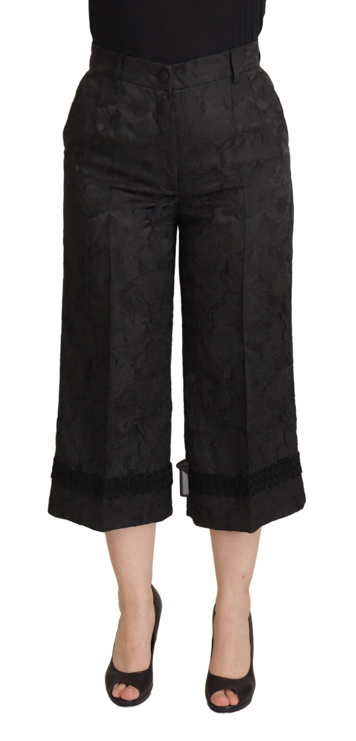 Dolce &amp; gabbana pantalon court en brocart noir