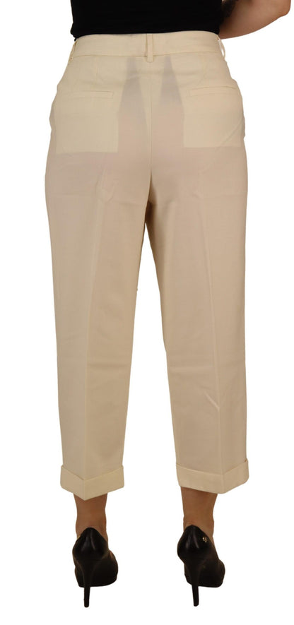 Pantalon en laine taille haute ivoire Dolce &amp; gabbana