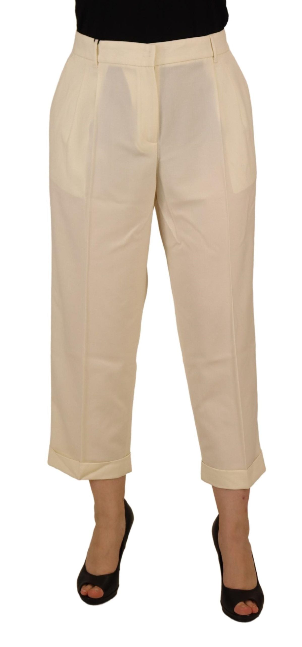 Pantalon en laine taille haute ivoire Dolce &amp; gabbana