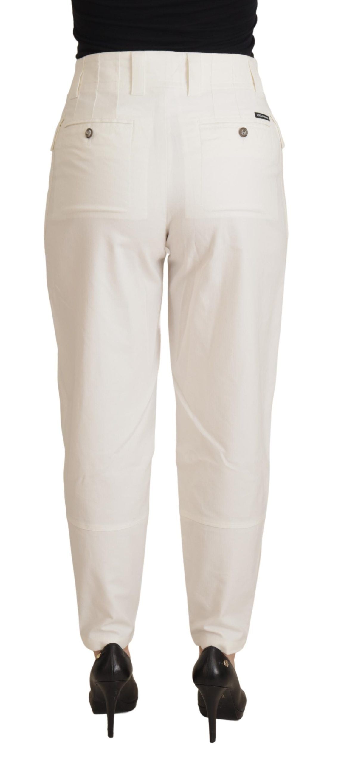 Dolce &amp; gabbana pantalon fuselé taille haute blanc