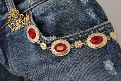 Dolce &amp; Gabbana - Jean skinny de créateur taille haute - Bleu