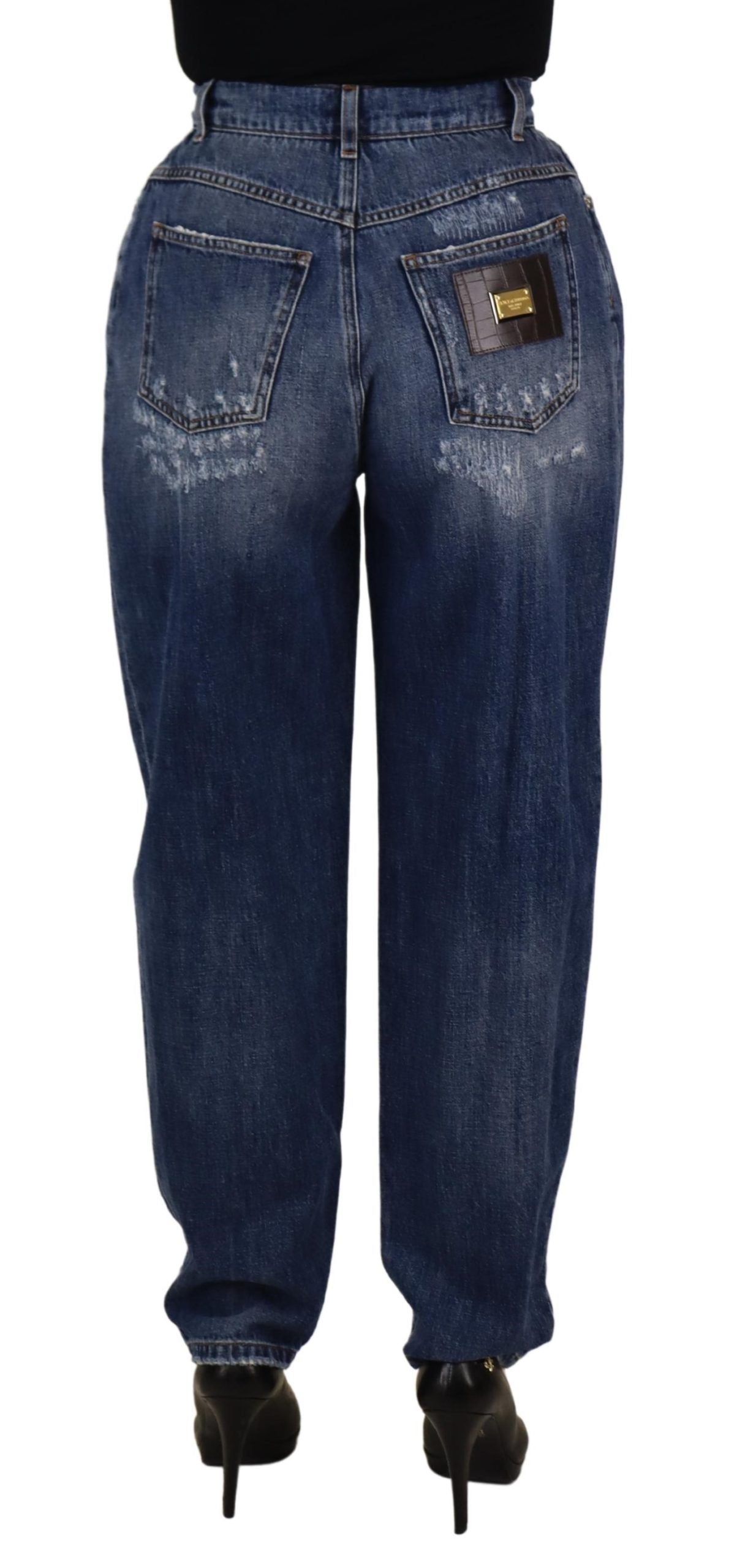 Dolce &amp; gabbana jean skinny taille haute - bleu délavé