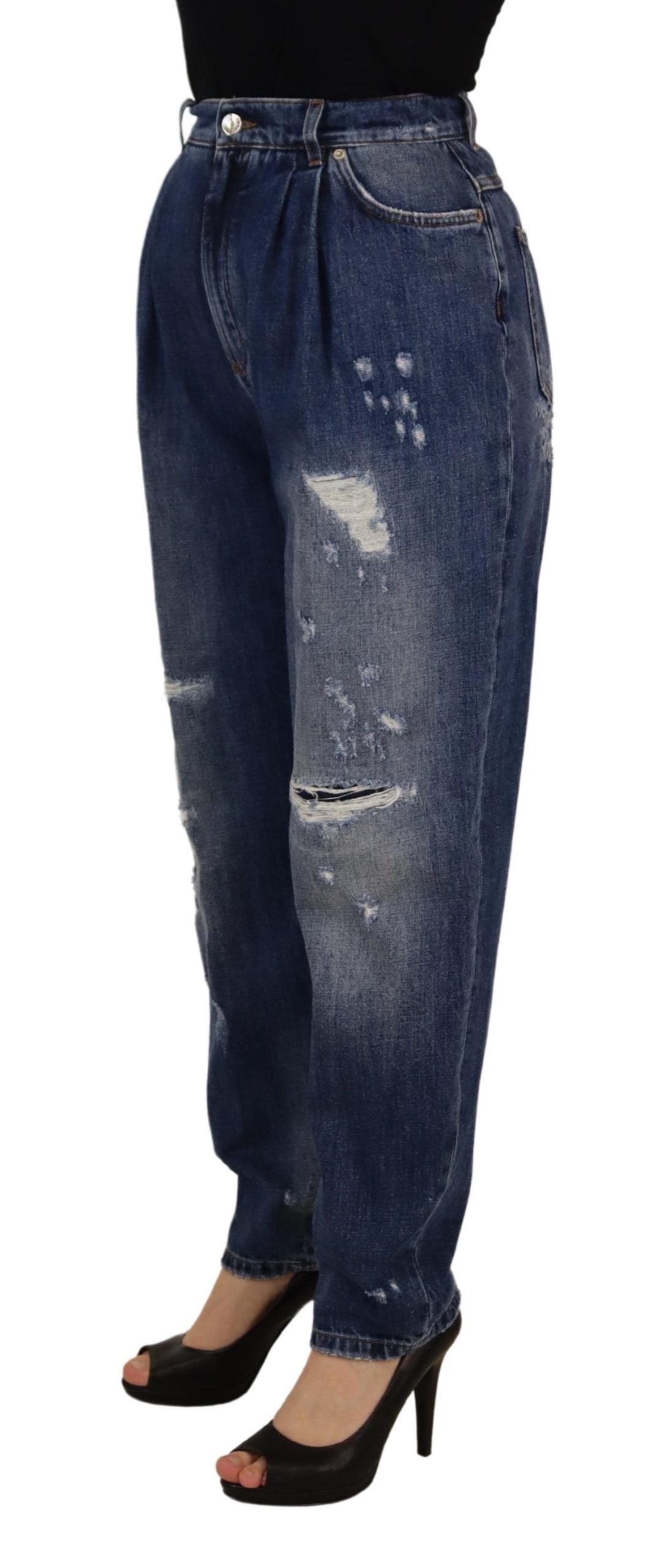 Dolce &amp; gabbana jean skinny taille haute - bleu délavé