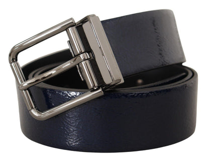 Ceinture en cuir bleu Dolce &amp; gabbana avec boucle argentée