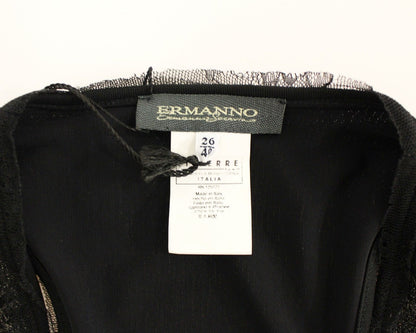 Ermanno scervino mini-robe en nylon noir avec détails en dentelle