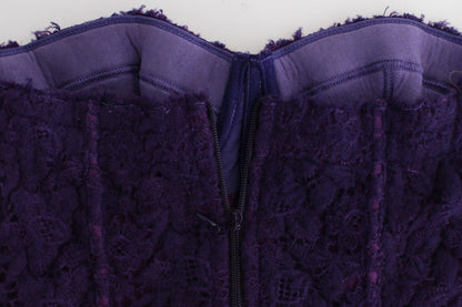 Ermanno scervino corset bustier en dentelle et soie mélangée violette