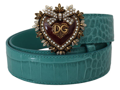 Ceinture en cuir bleu Dolce &amp; gabbana avec boucle dorée