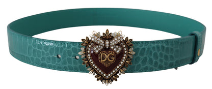 Ceinture en cuir bleu Dolce &amp; gabbana avec boucle dorée