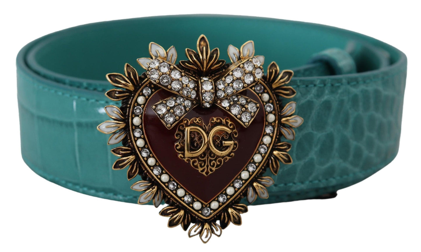 Ceinture en cuir bleu Dolce &amp; gabbana avec boucle dorée