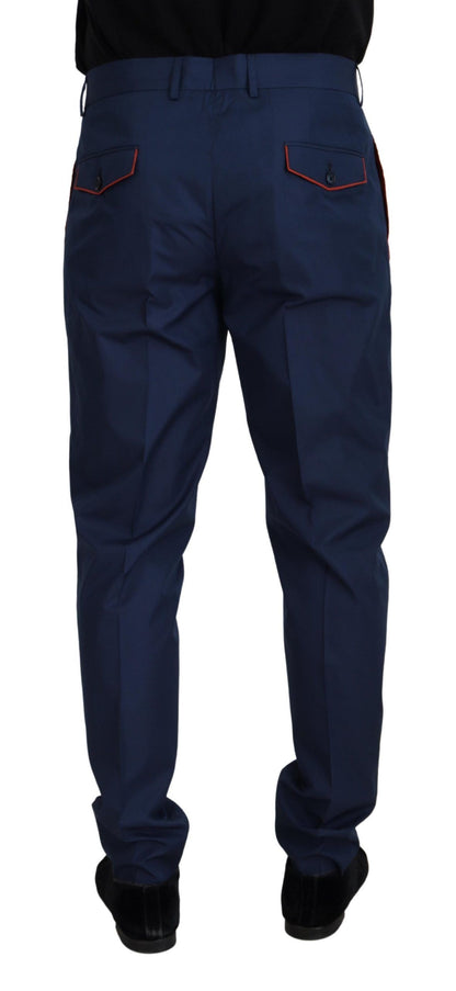 Dolce &amp; gabbana - Chino coupe slim en soie mélangée bleue