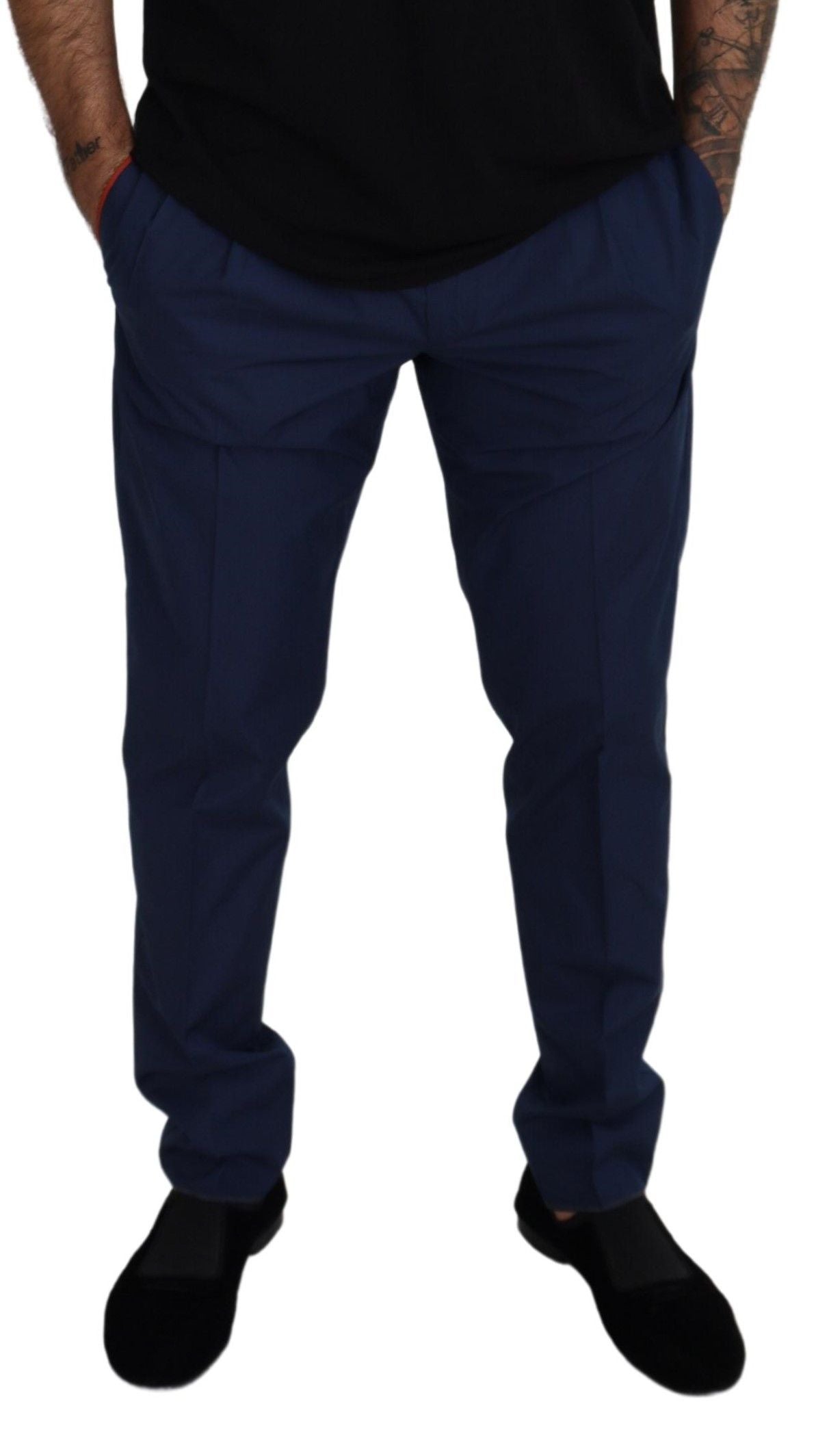 Dolce &amp; gabbana - Chino coupe slim en soie mélangée bleue