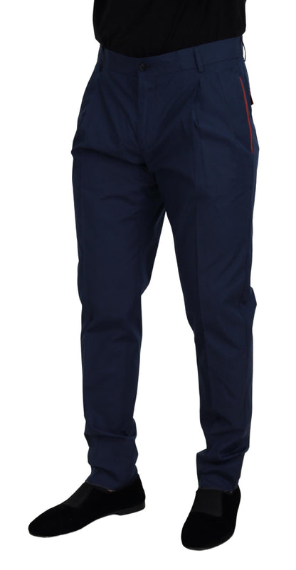 Dolce &amp; gabbana - Chino coupe slim en soie mélangée bleue