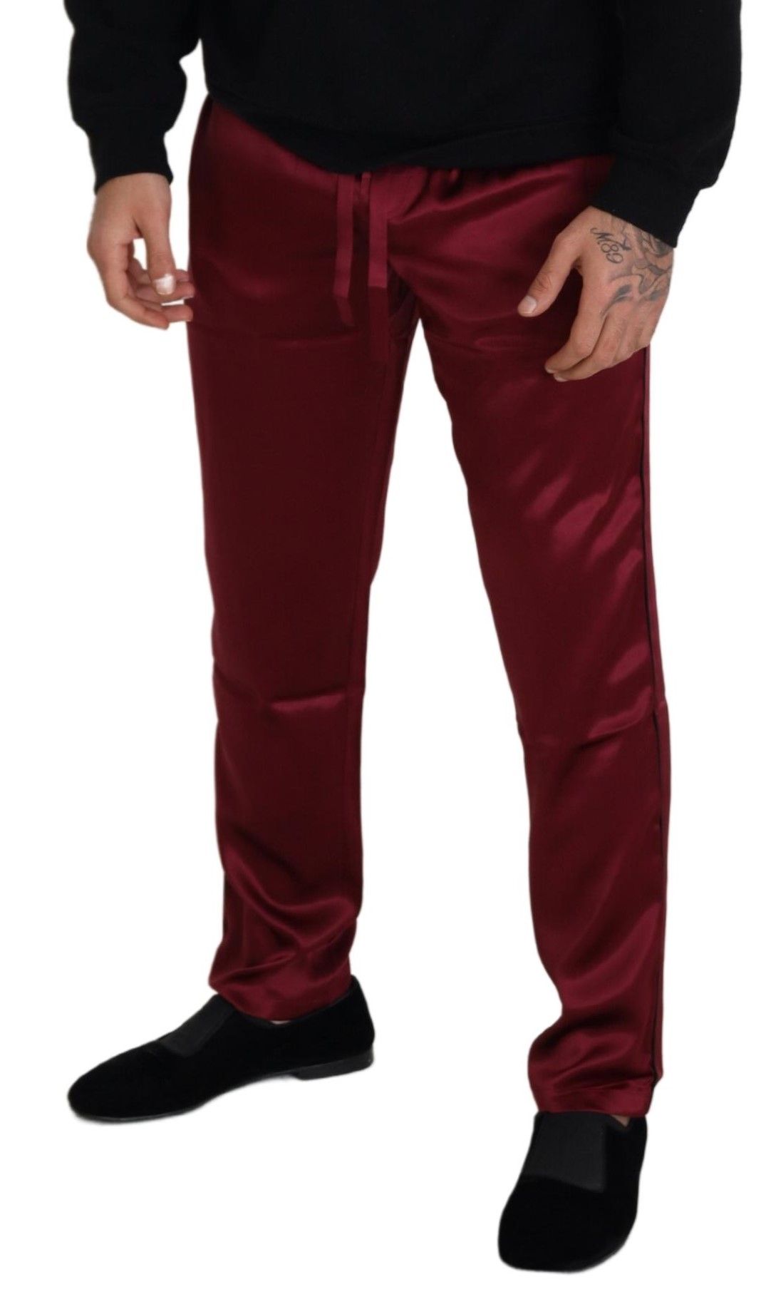 Dolce &amp; Gabbana - Pantalon de survêtement en soie - Bordeaux