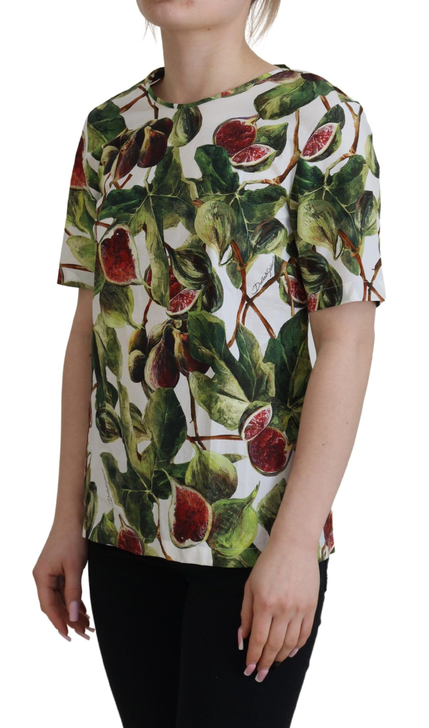 Dolce & Gabbana Chic Multicolor Fig Print Cotton Top