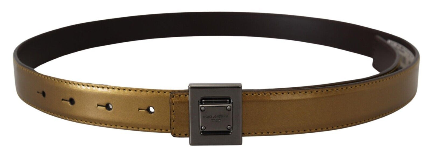 Ceinture en cuir à boucle carrée dorée Dolce &amp; Gabbana