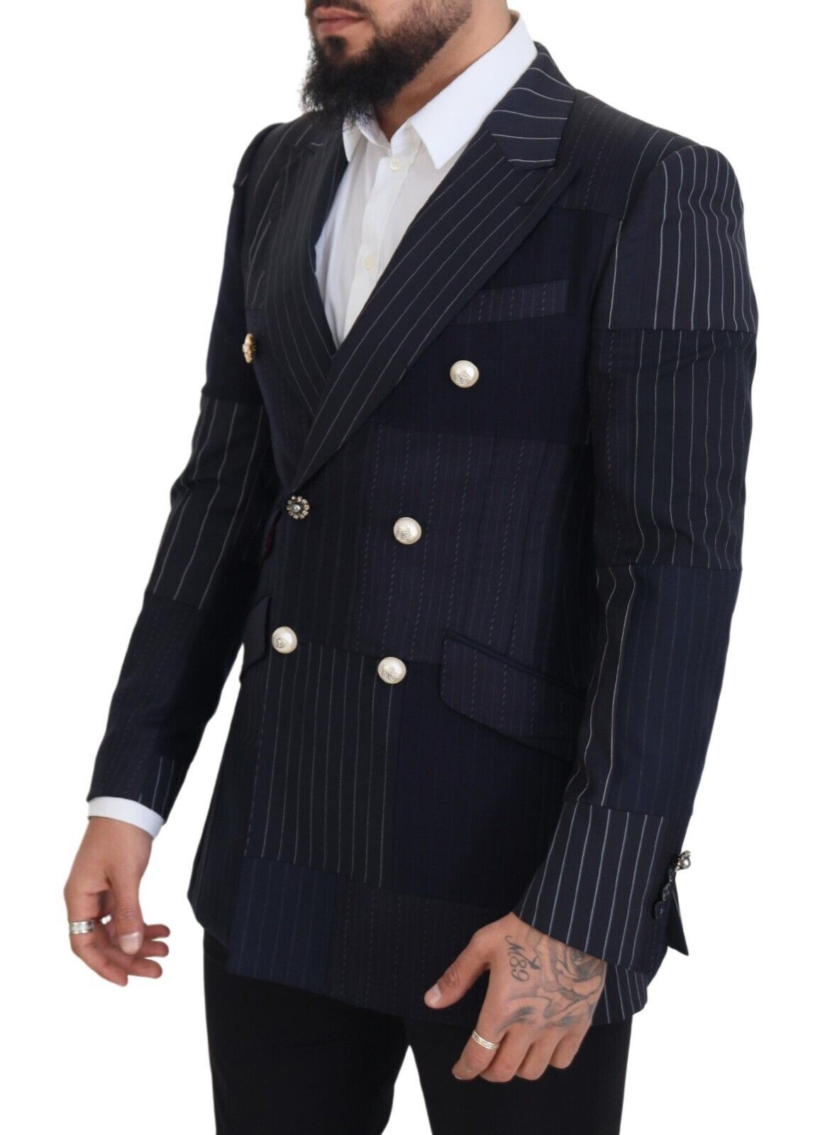 Dolce &amp; gabbana blazer slim croisé bleu marine